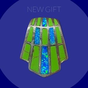 Opal turquoise pendant sterling silver